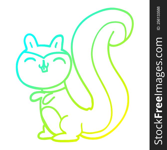 cold gradient line drawing of a cartoon happy squirrel