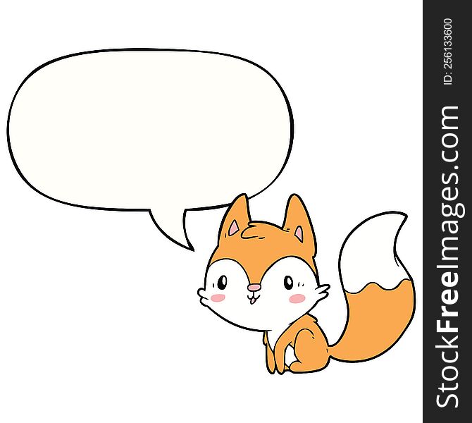 Cute Cartoon Fox And Speech Bubble