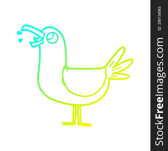 Cold Gradient Line Drawing Cartoon Seagull