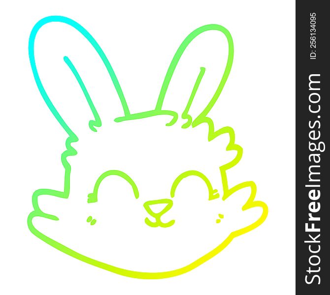 Cold Gradient Line Drawing Cartoon Happy Rabbit