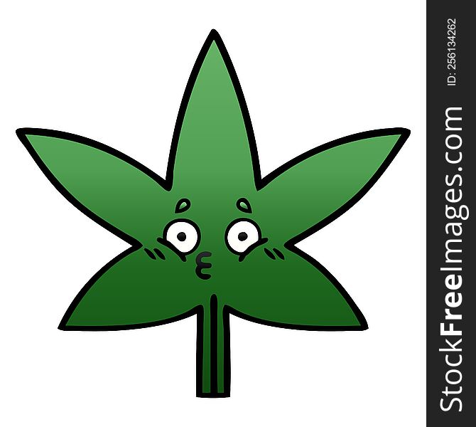 Gradient Shaded Cartoon Marijuana Leaf