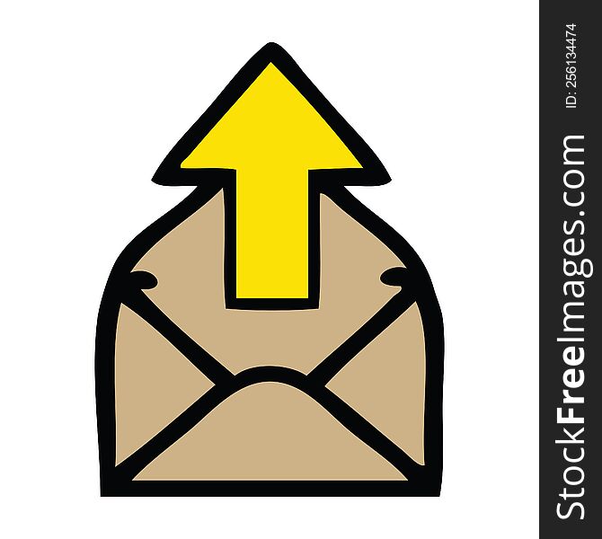 cute cartoon of a envelope with arrow