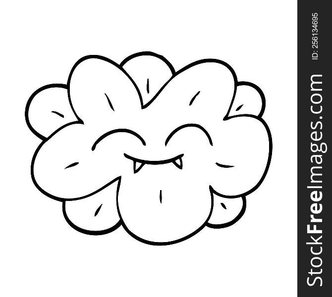 line drawing cartoon flower with face