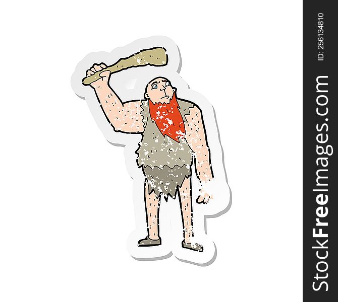 Retro Distressed Sticker Of A Cartoon Neanderthal