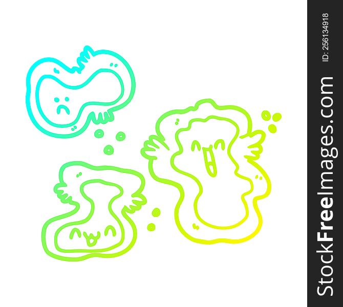 cold gradient line drawing of a cartoon cells