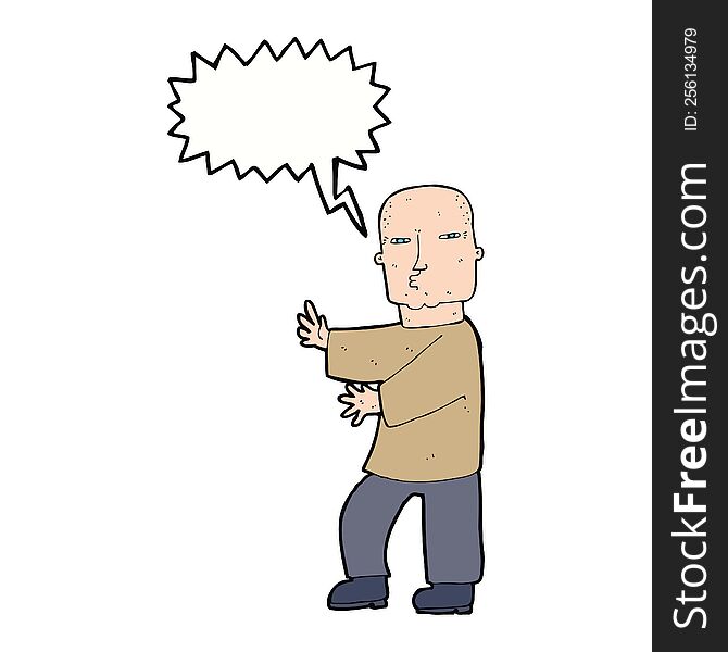 Cartoon Tough Man  With Speech Bubble