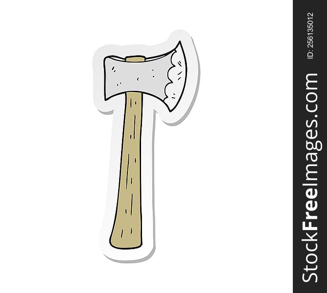 sticker of a cartoon axe
