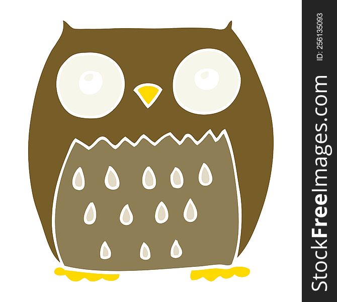Flat Color Style Cartoon Owl