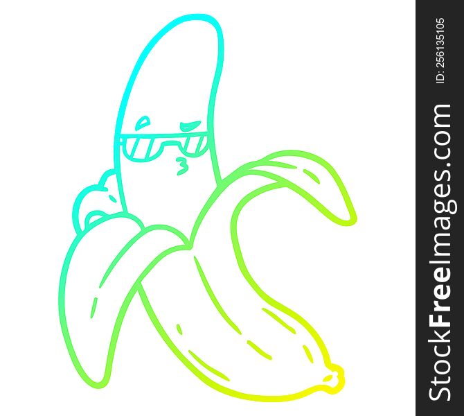 cold gradient line drawing of a cartoon banana