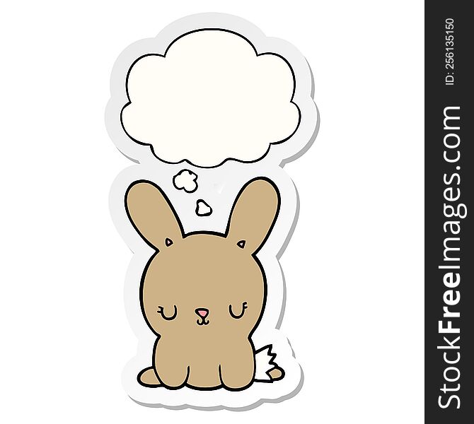 cute cartoon rabbit with thought bubble as a printed sticker