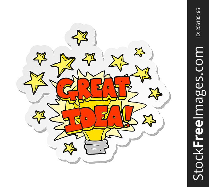 sticker of a cartoon great idea light bulb symbol
