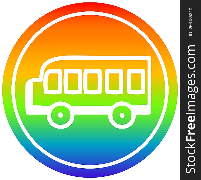 school bus circular in rainbow spectrum