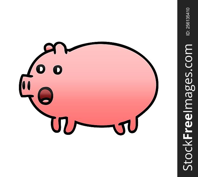 Gradient Shaded Cartoon Pig