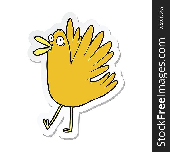 Sticker Of A Cartoon Squawking Bird