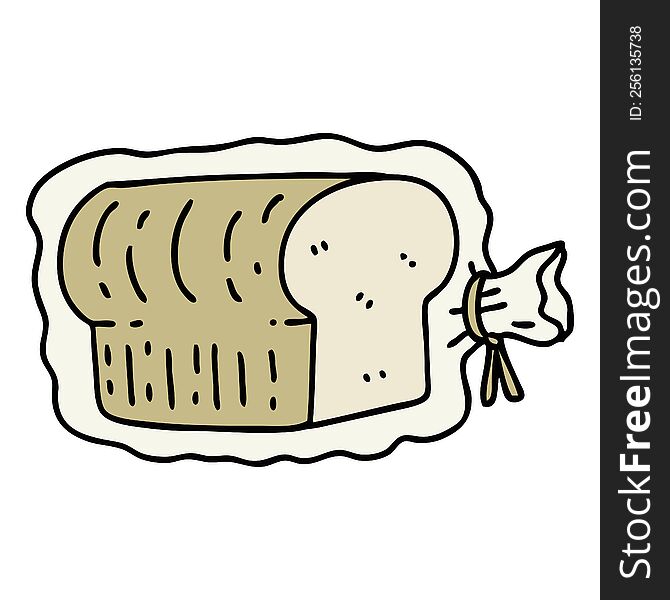 cartoon loaf of bread in plastic bag. cartoon loaf of bread in plastic bag