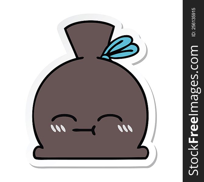sticker of a cute cartoon sack
