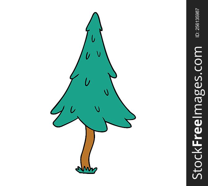 cartoon doodle of woodland pine trees