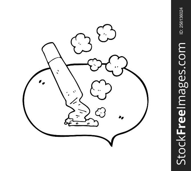 freehand drawn speech bubble cartoon cigarette