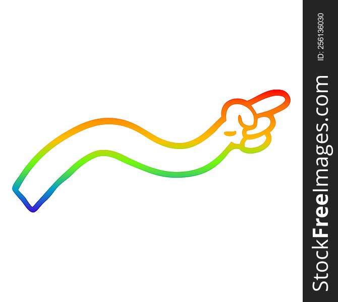 Rainbow Gradient Line Drawing Cartoon Pointing Arm