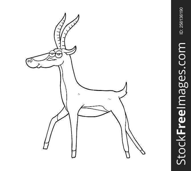 freehand drawn black and white cartoon gazelle