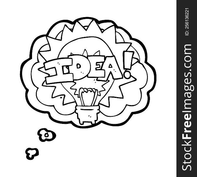 freehand drawn thought bubble cartoon idea light bulb symbol