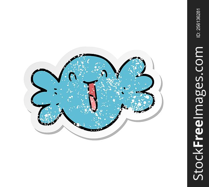 distressed sticker of a cartoon happy candy