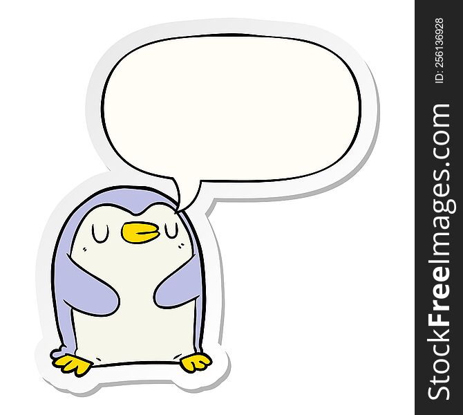 Cartoon Penguin And Speech Bubble Sticker