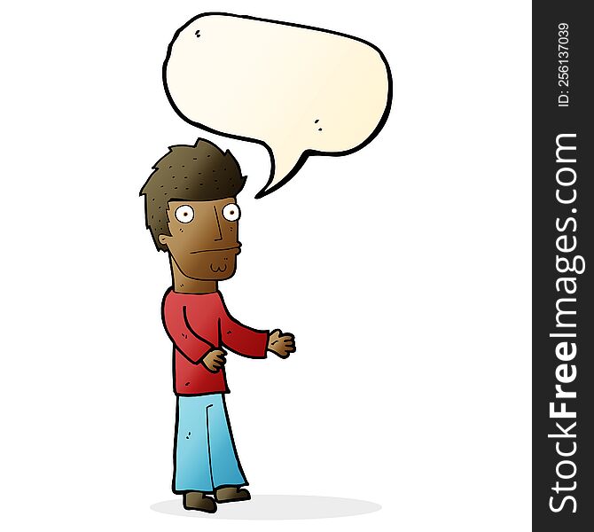 cartoon confused man with speech bubble