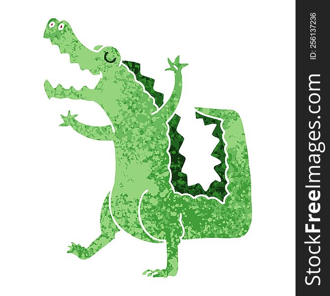 Quirky Retro Illustration Style Cartoon Crocodile
