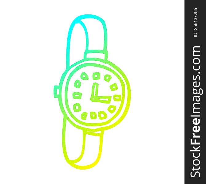 Cold Gradient Line Drawing Cartoon Watch