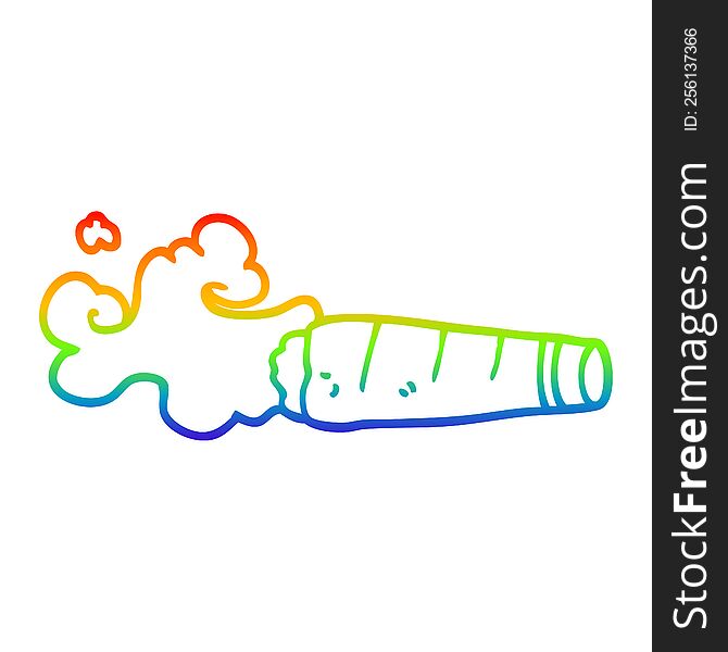 rainbow gradient line drawing of a cartoon smoking cigar