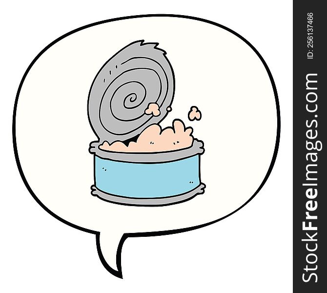 Cartoon Canned Fish And Speech Bubble