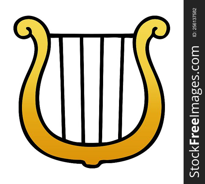 gradient shaded cartoon of a golden harp