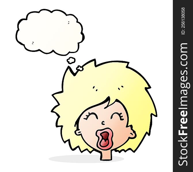 Cartoon Woman Screaming With Thought Bubble