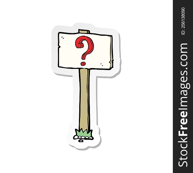 sticker of a cartoon signpost with question mark
