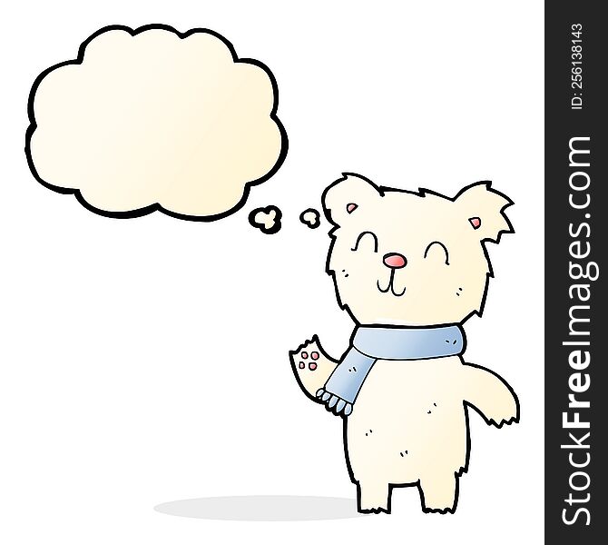 Cartoon Cute Polar Bear Cub With Thought Bubble