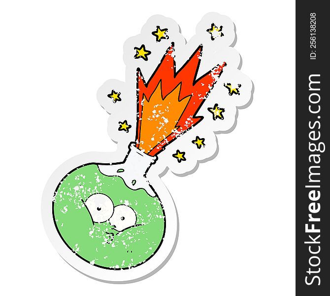 Distressed Sticker Of A Cartoon Potion Exploding