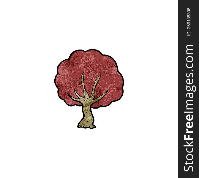 cartoon tree with red leaves