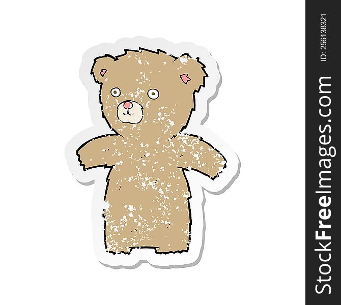 retro distressed sticker of a cute cartoon teddy bear