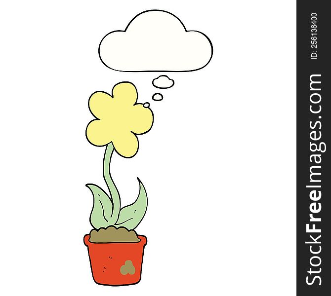 Cute Cartoon Flower And Thought Bubble