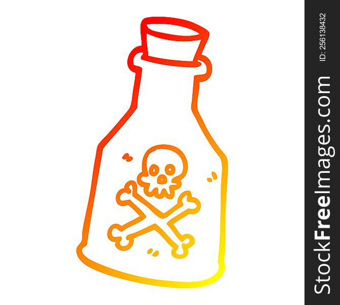 warm gradient line drawing of a cartoon poison bottle