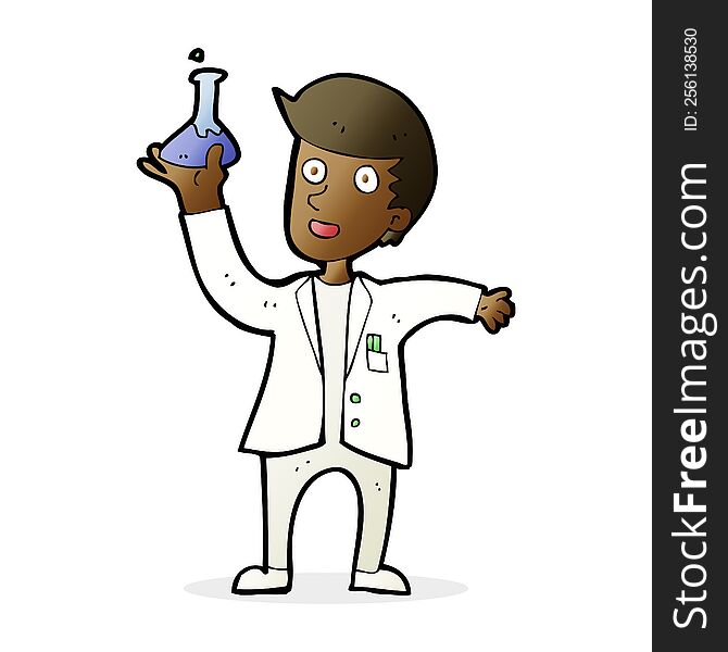 cartoon happy scientist