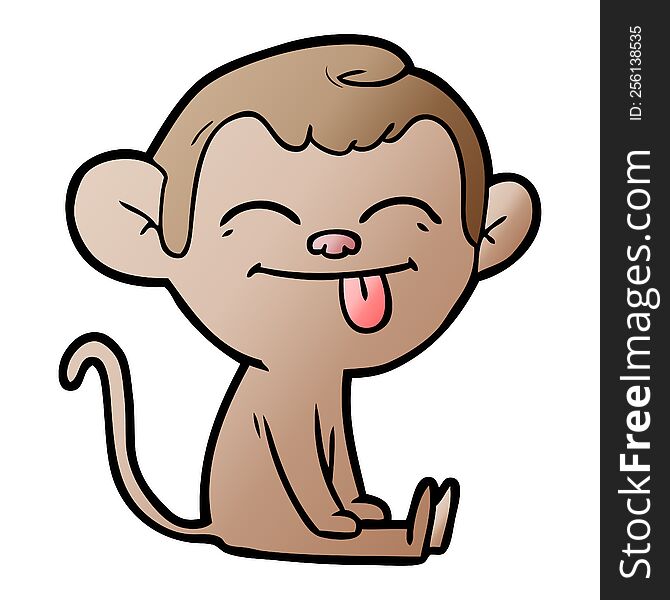 funny cartoon monkey sitting. funny cartoon monkey sitting