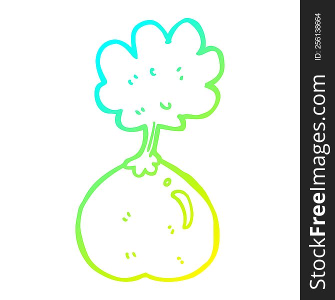 cold gradient line drawing of a cartoon vegetable