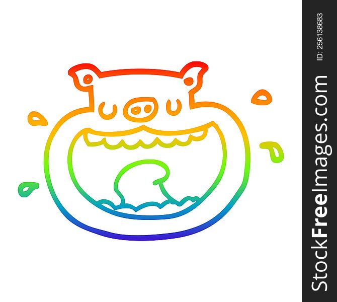 rainbow gradient line drawing of a cartoon obnoxious pig