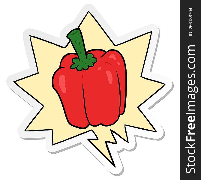 Cartoon Fresh Organic Pepper And Speech Bubble Sticker
