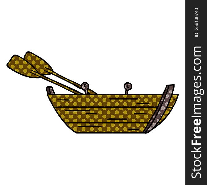 cartoon doodle of a wooden row boat