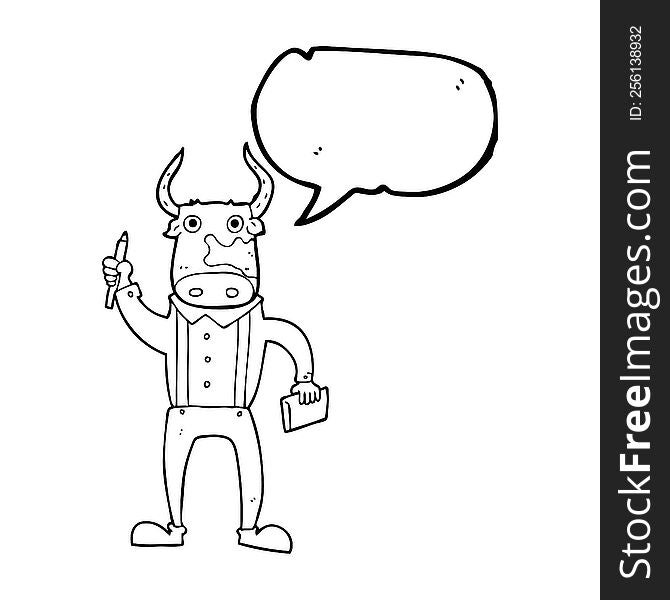 freehand drawn speech bubble cartoon bull man