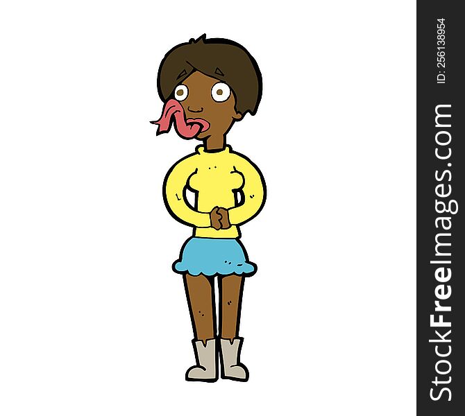 cartoon woman with snake tongue