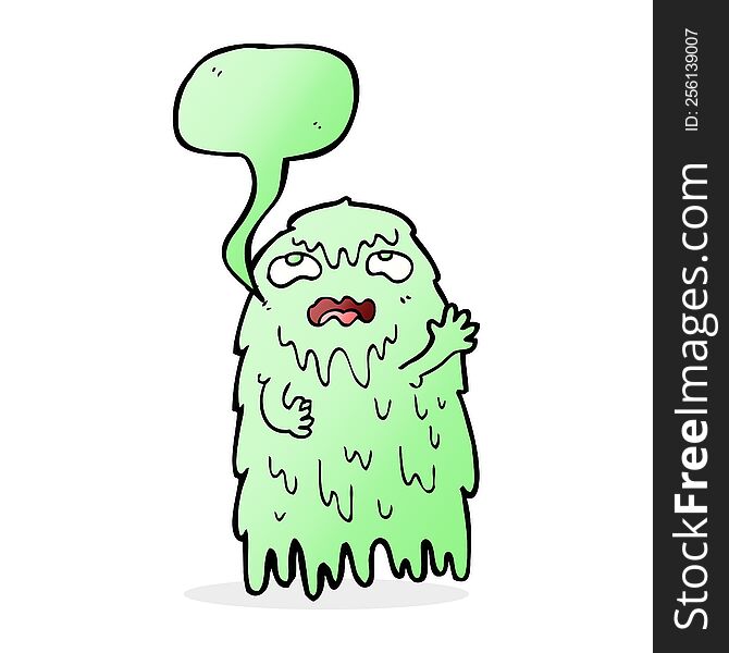 Gross Cartoon Ghost With Speech Bubble